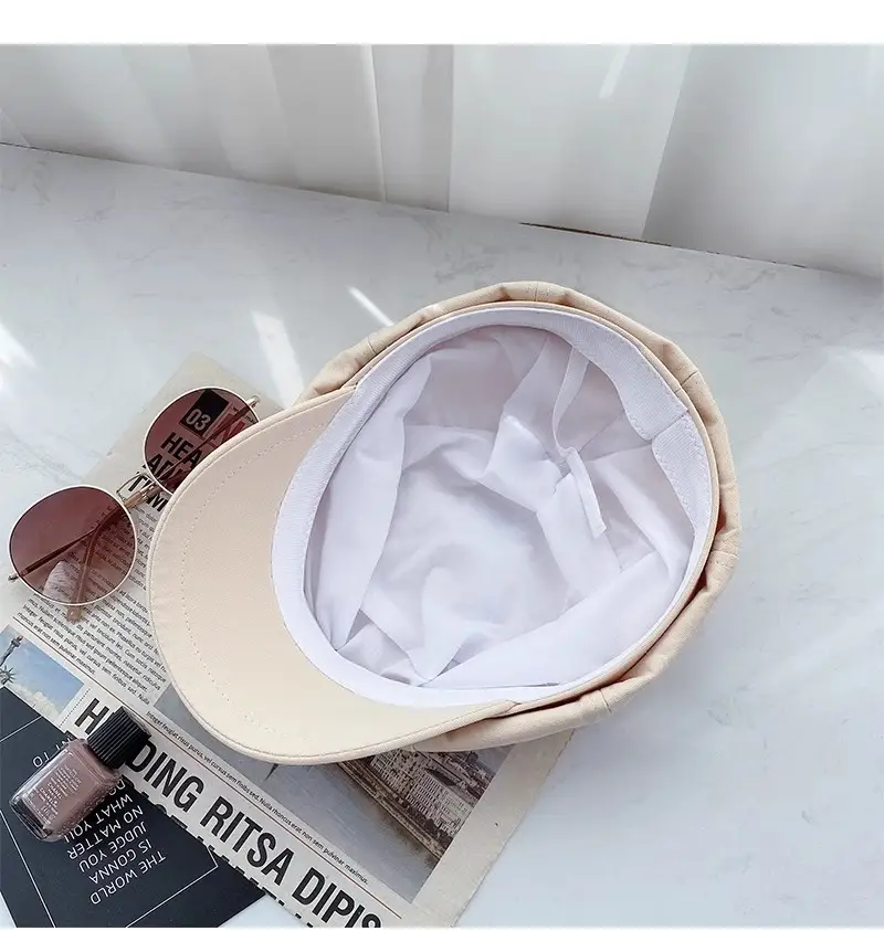 Women British Style Black Octagonal Beret Cap — feature 26