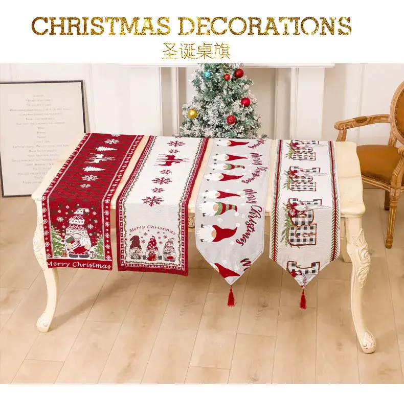 Red Christmas Tablecloth with Tassel Design — feature 12