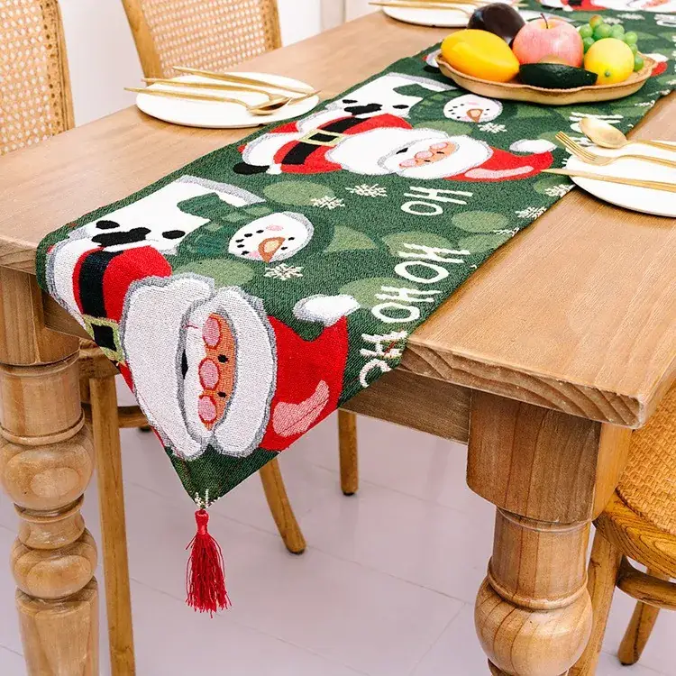 Red Christmas Tablecloth with Tassel Design - Image 5