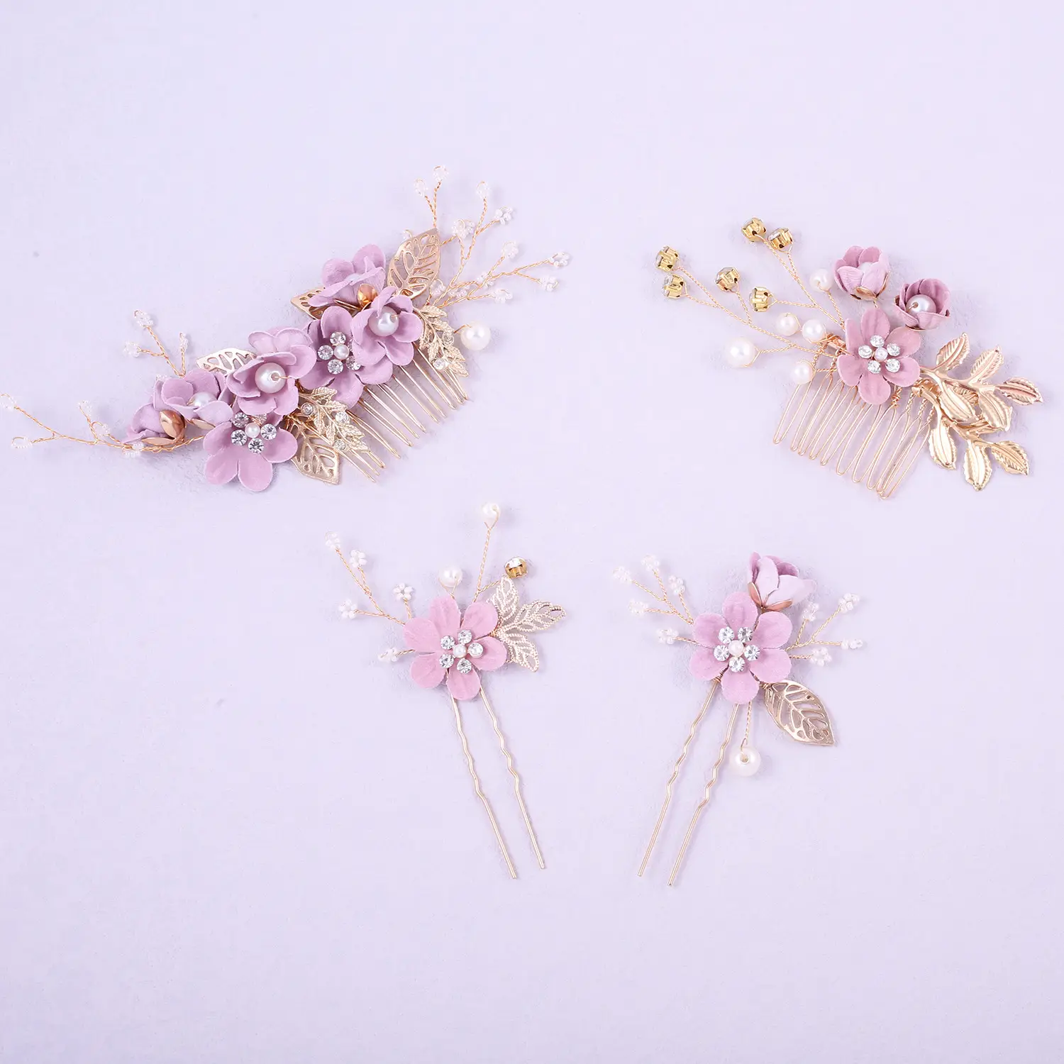 Blue Flower Hair Comb with Pearl Accents - Image 32