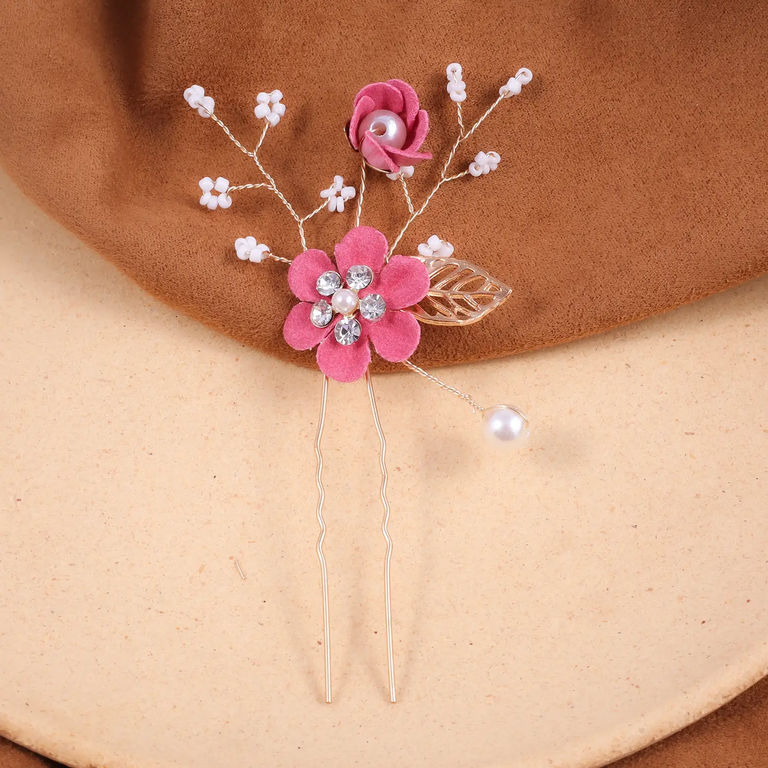 Blue Flower Hair Comb with Pearl Accents - Image 20
