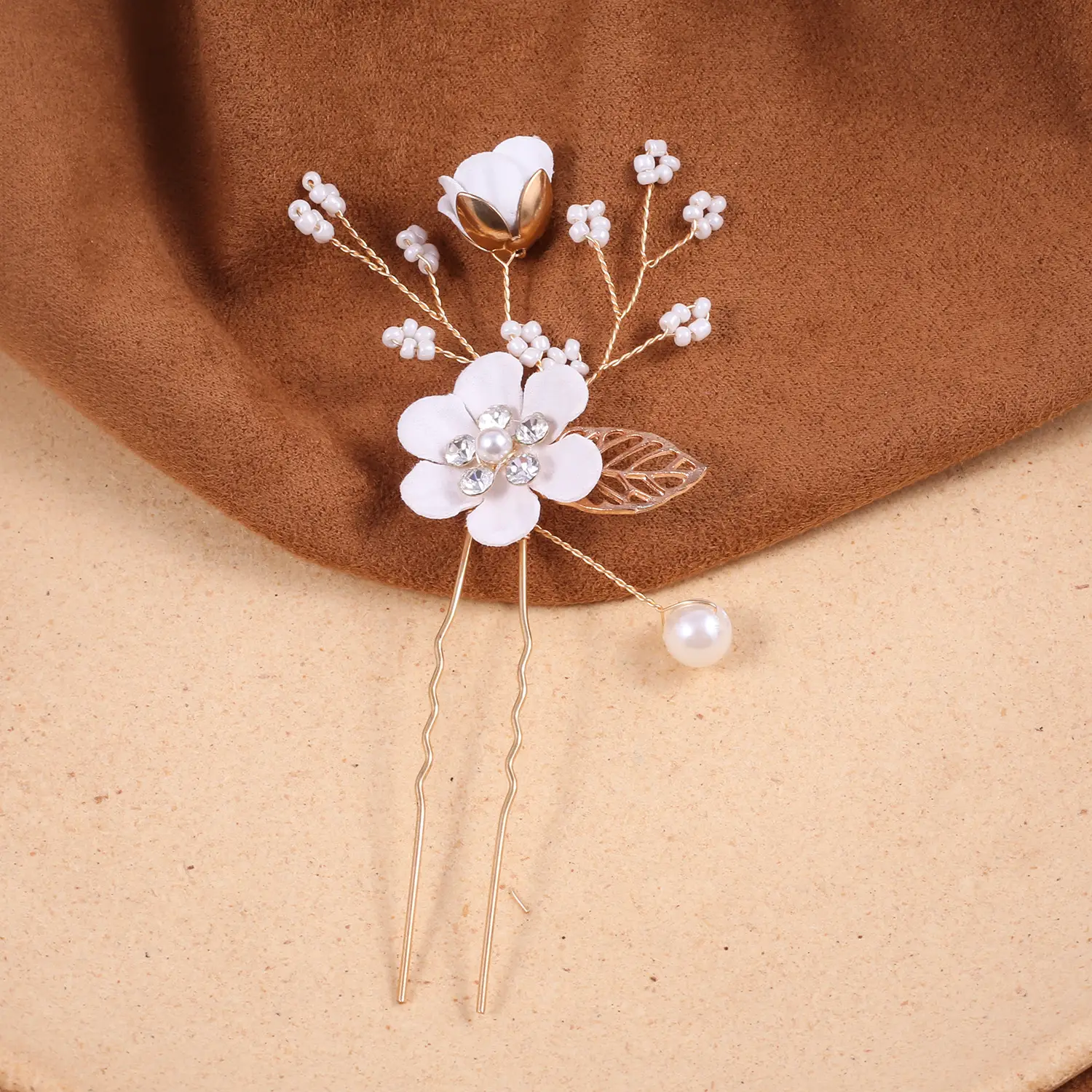Blue Flower Hair Comb with Pearl Accents - Image 21