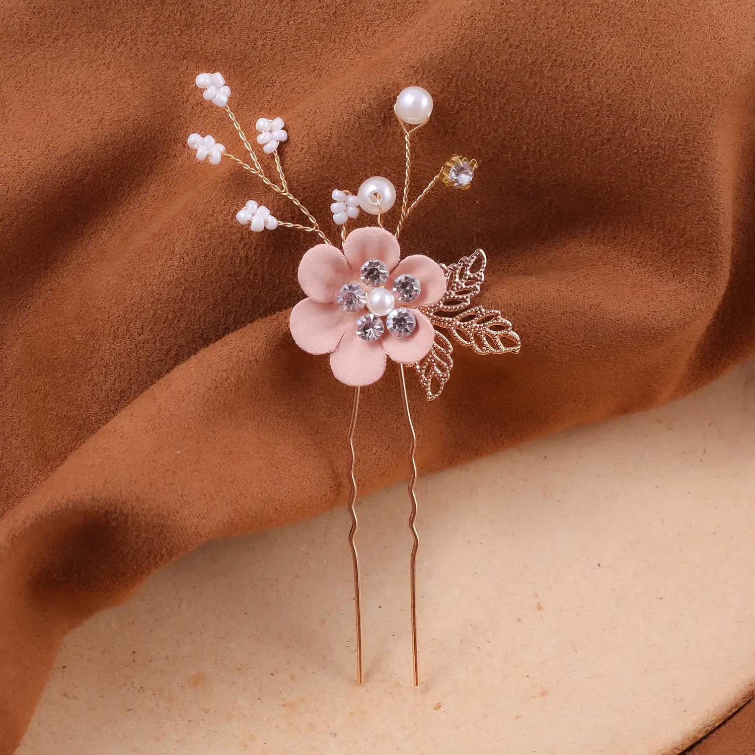 Blue Flower Hair Comb with Pearl Accents - Image 23