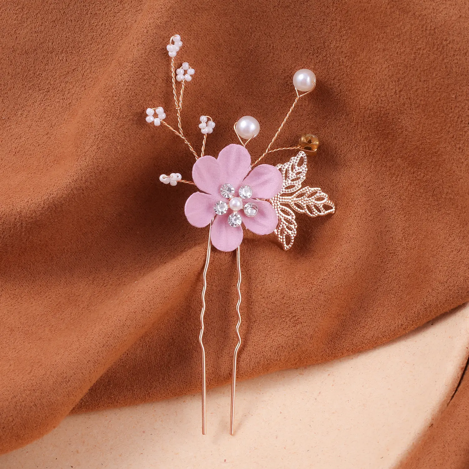 Blue Flower Hair Comb with Pearl Accents - Image 25
