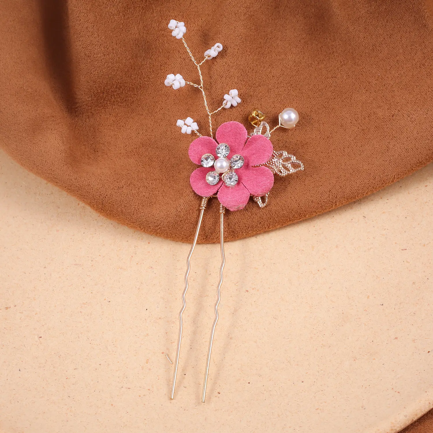 Blue Flower Hair Comb with Pearl Accents - Image 27