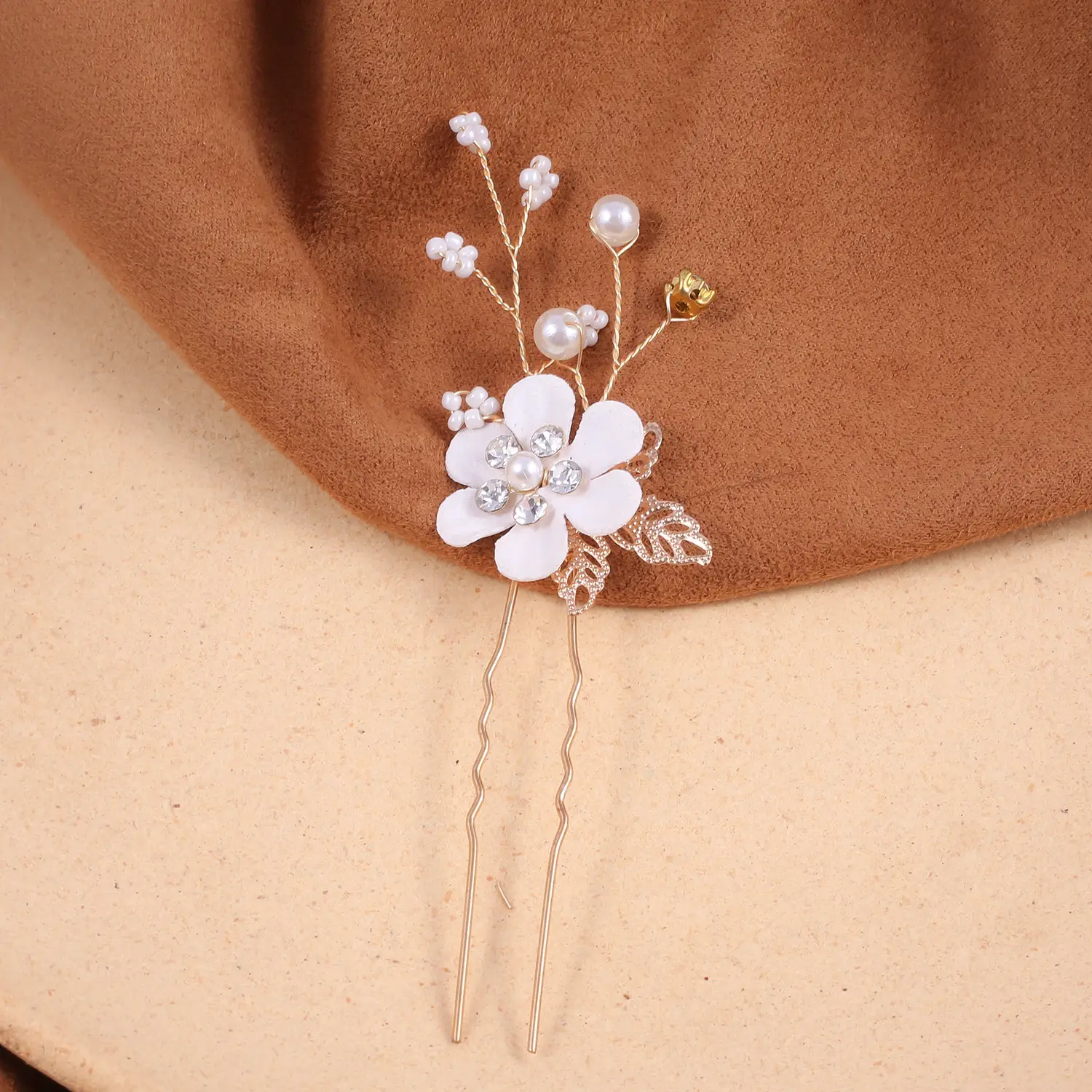 Blue Flower Hair Comb with Pearl Accents - Image 28