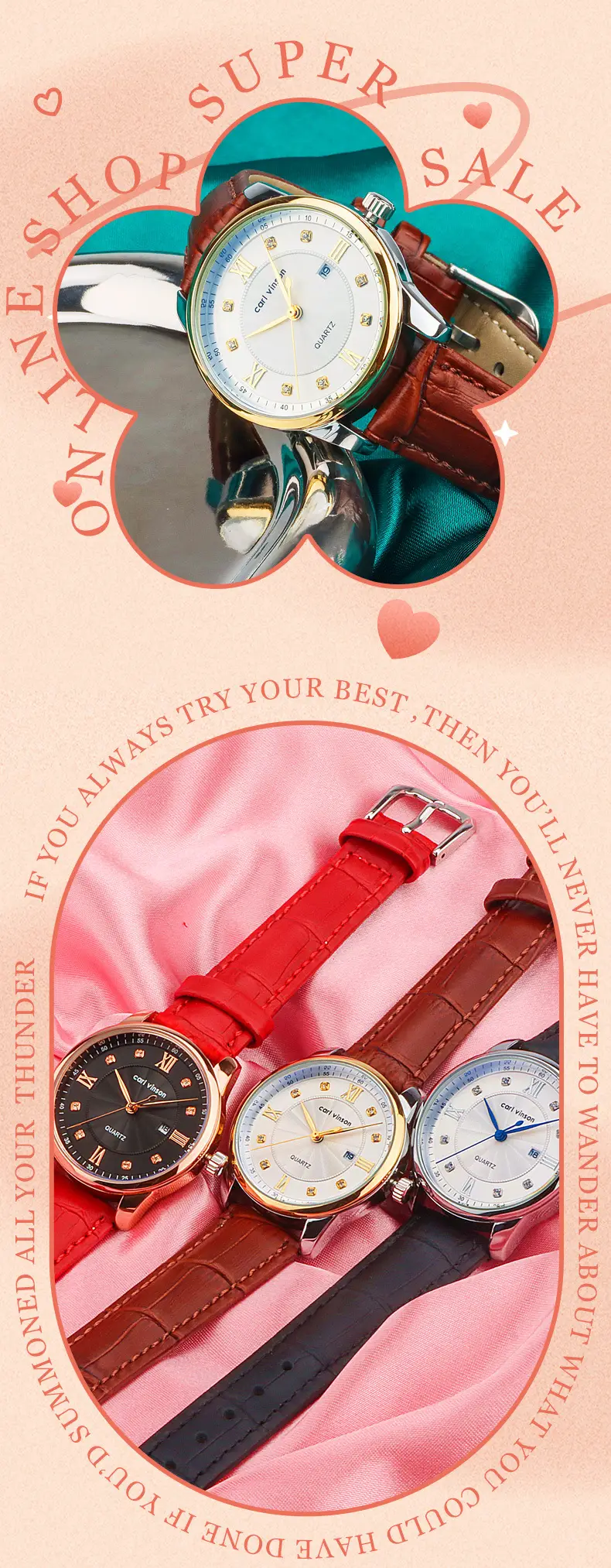 Women's Quartz Calendar Watch Brown Leather Band — feature 8