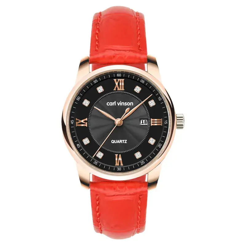 Women's Quartz Calendar Watch Brown Leather Band - Image 2
