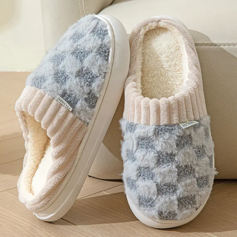 Winter Slippers, Cotton Home Slippers, Women's Outdoor Non-Slip Indoor Warm Maternity Plush Men's Wholesale Thickened - Image 4