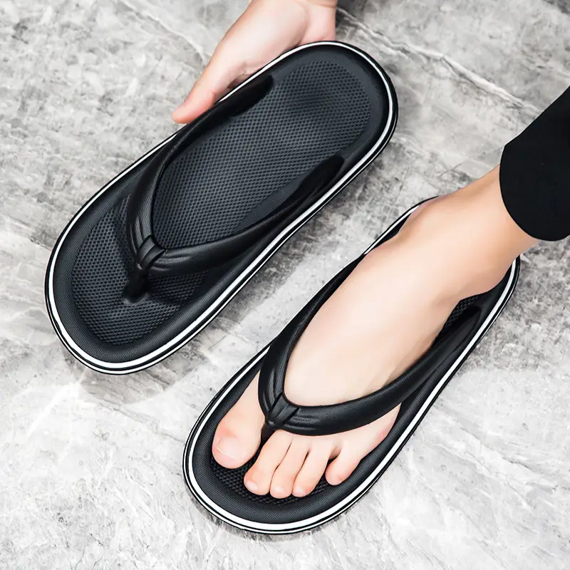 Men's Black Non-Slip Flip Flops Summer Slippers
