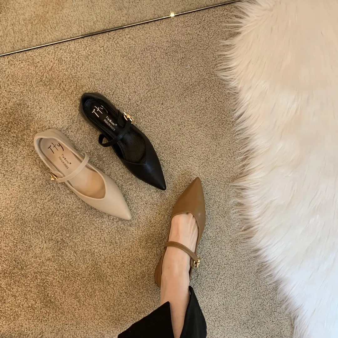 Design sense niche low heel shoes French retro single shoes chunky heel buckle women's shoes - Image 5