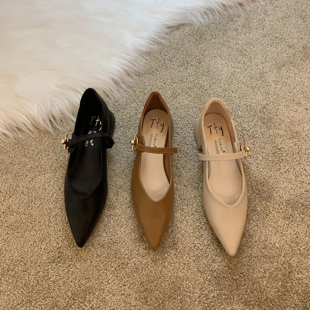 Design sense niche low heel shoes French retro single shoes chunky heel buckle women's shoes - Image 8