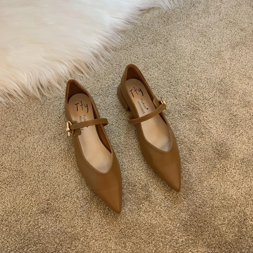 Design sense niche low heel shoes French retro single shoes chunky heel buckle women's shoes - Image 3