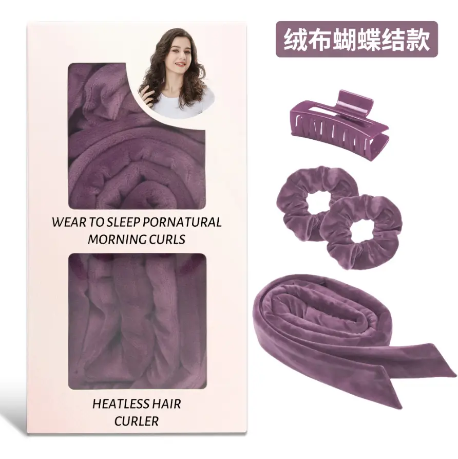 Purple Velvet Hair Scrunchies & Bow Set - Image 5