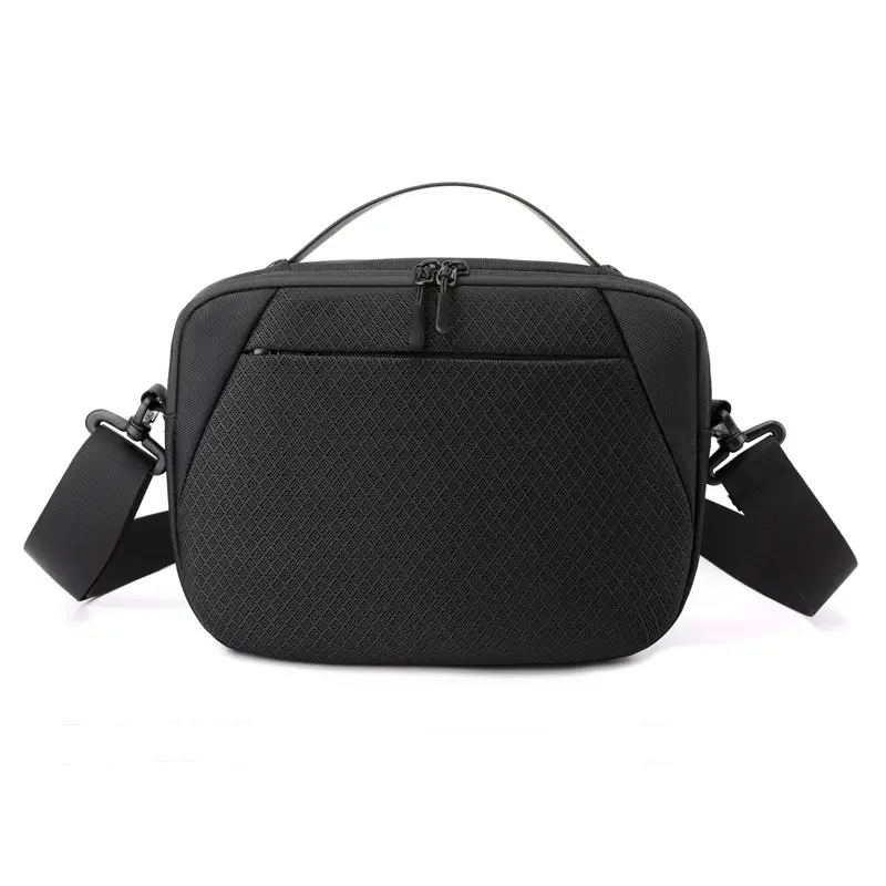Men's Black Shoulder Messenger Bag Adjustable Strap