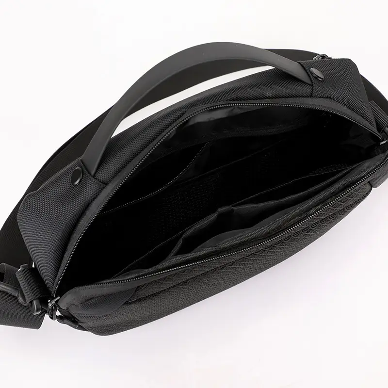 Men's Black Shoulder Messenger Bag Adjustable Strap