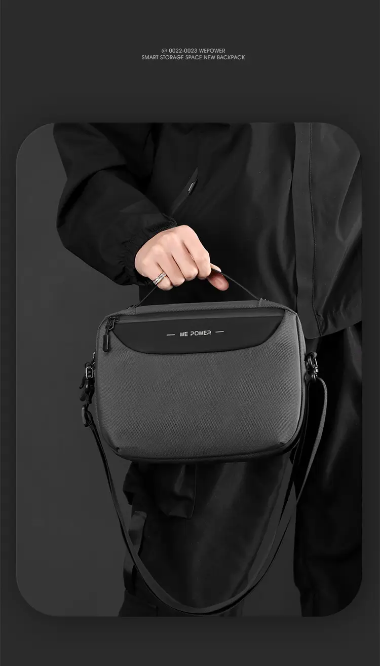 Men's Black Shoulder Messenger Bag Adjustable Strap — feature 17