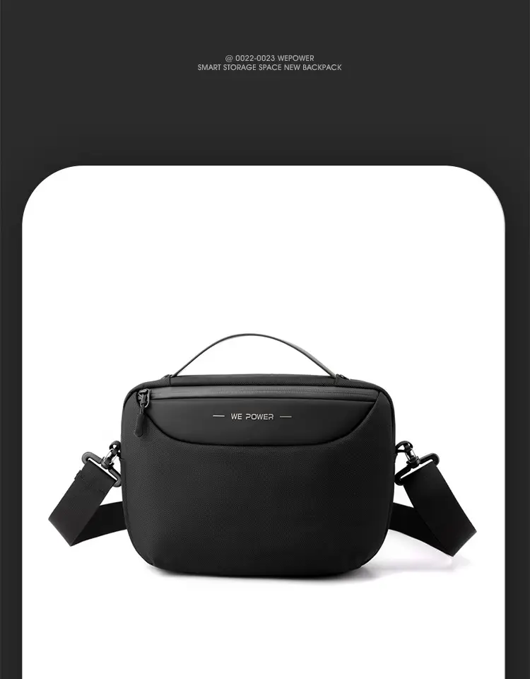 Men's Black Shoulder Messenger Bag Adjustable Strap — feature 26