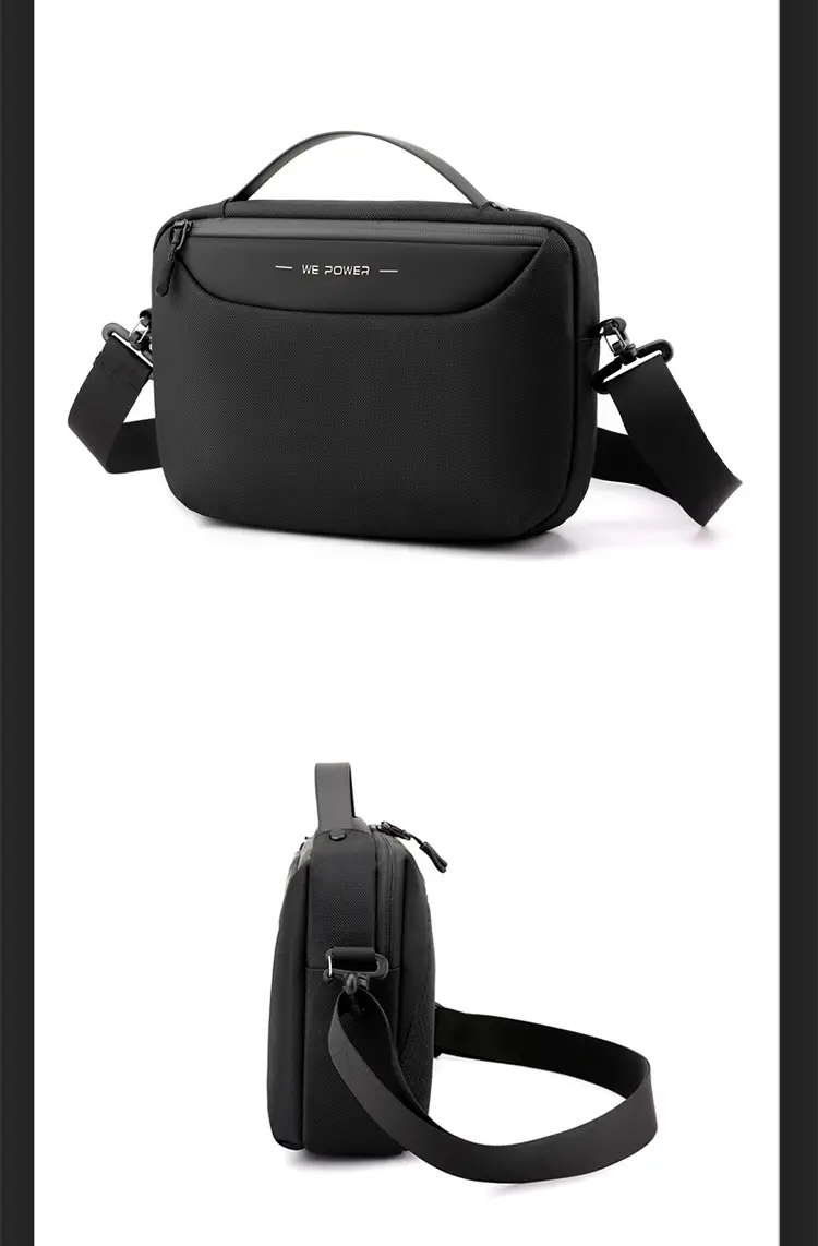 Men's Black Shoulder Messenger Bag Adjustable Strap — feature 27