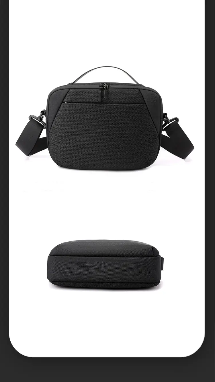 Men's Black Shoulder Messenger Bag Adjustable Strap — feature 28