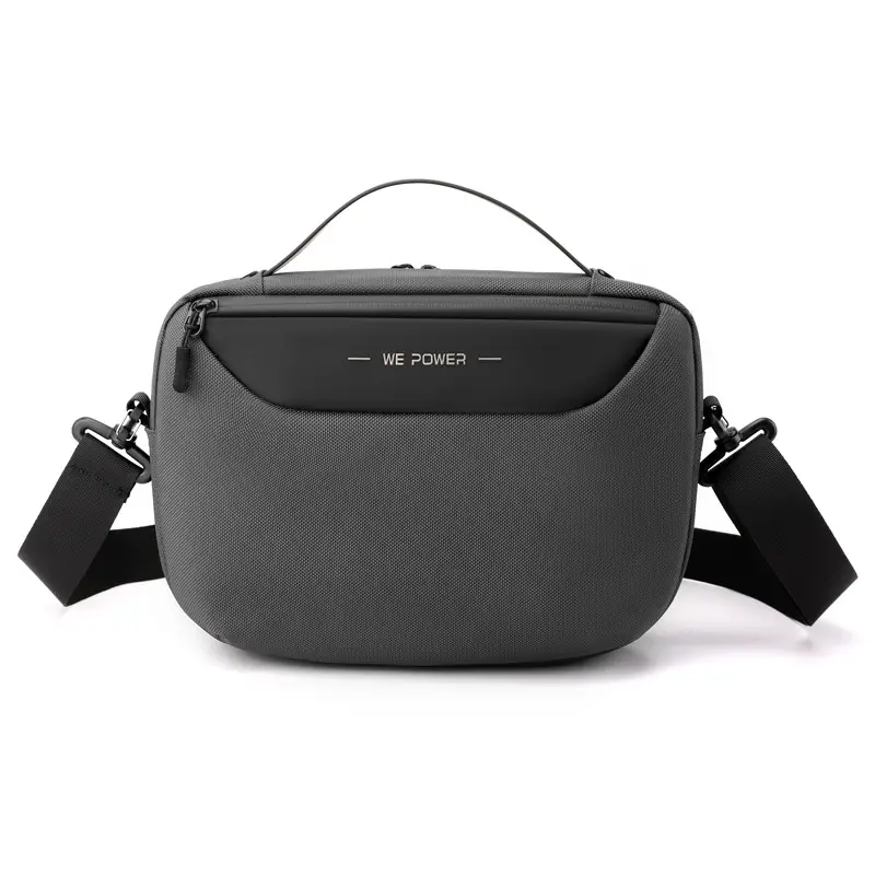 Men's Black Shoulder Messenger Bag Adjustable Strap