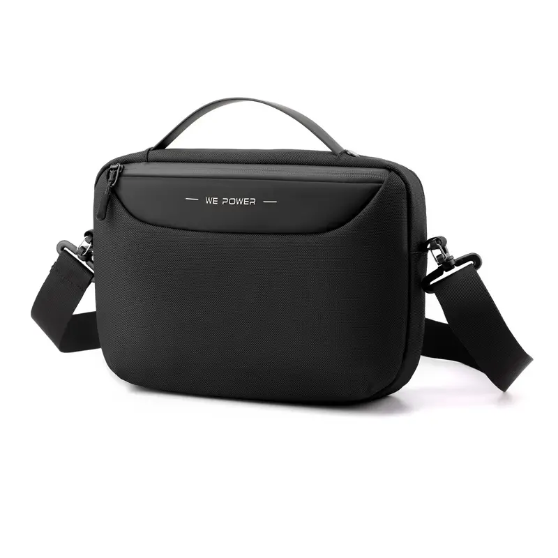 Men's Black Shoulder Messenger Bag Adjustable Strap