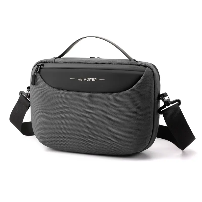 Men's Black Shoulder Messenger Bag Adjustable Strap