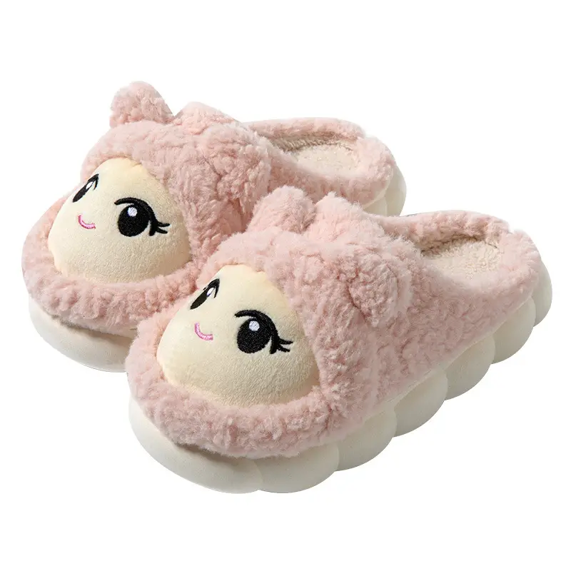 Slip-on cartoon cotton slippers women's autumn and winter warm comfortable thick-soled indoor home cute plush confinement shoes - Image 9