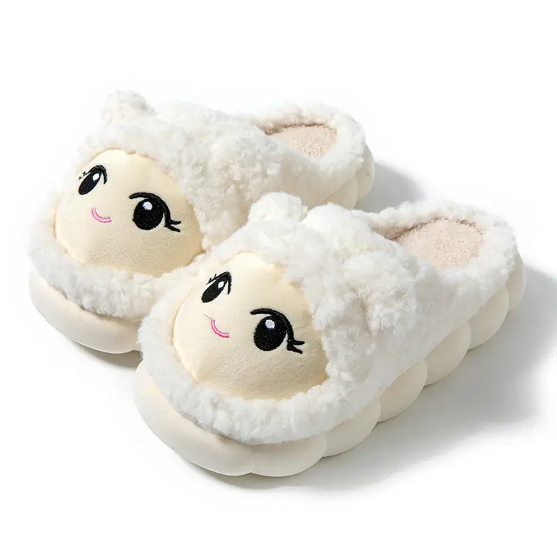 Slip-on cartoon cotton slippers women's autumn and winter warm comfortable thick-soled indoor home cute plush confinement shoes - Image 2