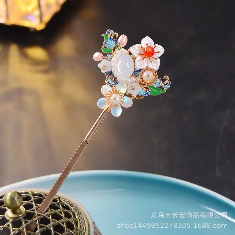 Chinese Style Burnt Blue Hairpin for Women - Image 3