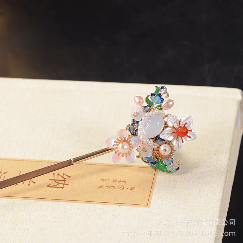 Chinese Style Burnt Blue Hairpin for Women - Image 4