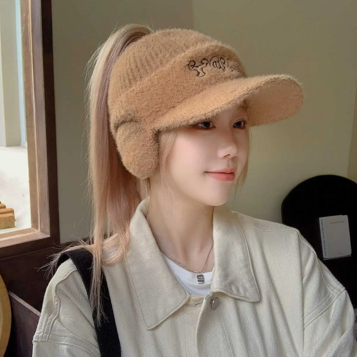 Women Warm Letter Hat Autumn Winter Casual Duck Cap - Image 5