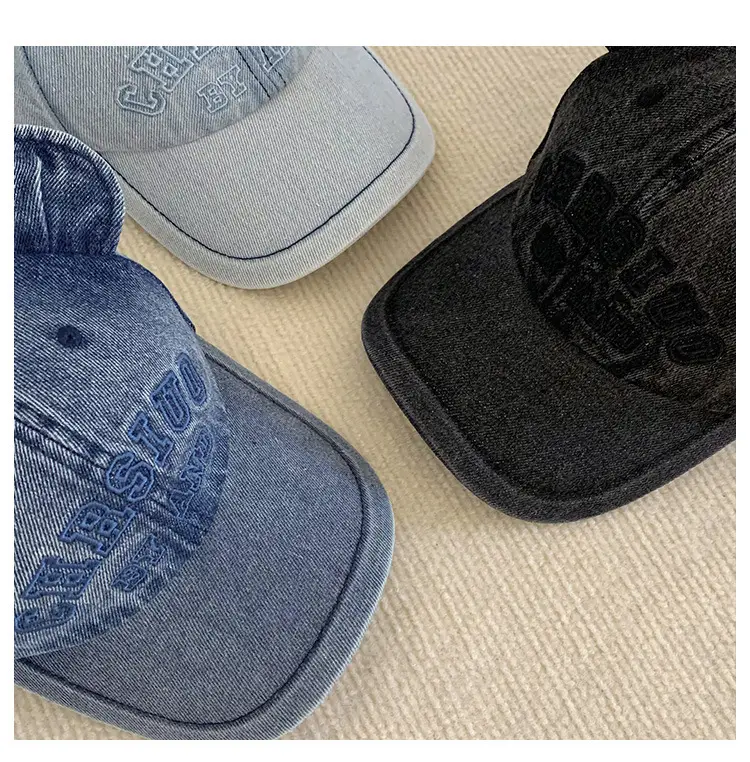 Washed Denim Bear Ears Baseball Cap Face Mask — feature 11