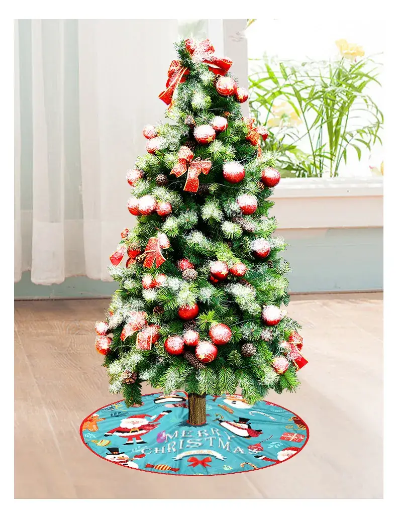 Christmas Tree Skirt Decor 90cm Red Plaid — feature 11