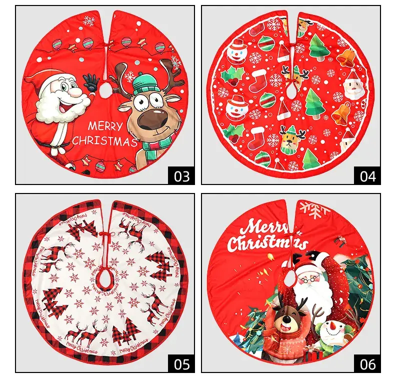Christmas Tree Skirt Decor 90cm Red Plaid — feature 4