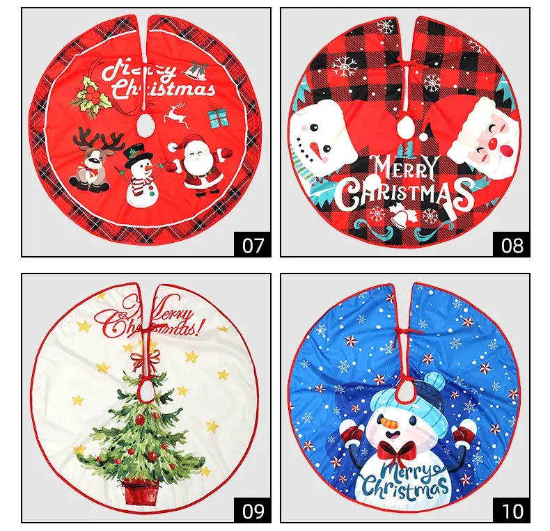 Christmas Tree Skirt Decor 90cm Red Plaid — feature 5