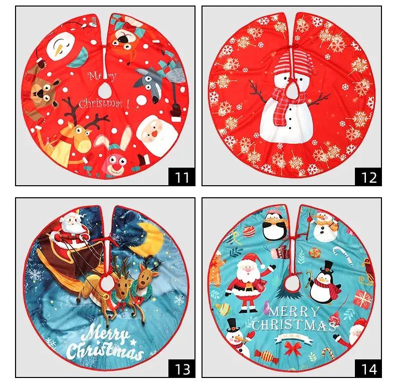 Christmas Tree Skirt Decor 90cm Red Plaid — feature 6