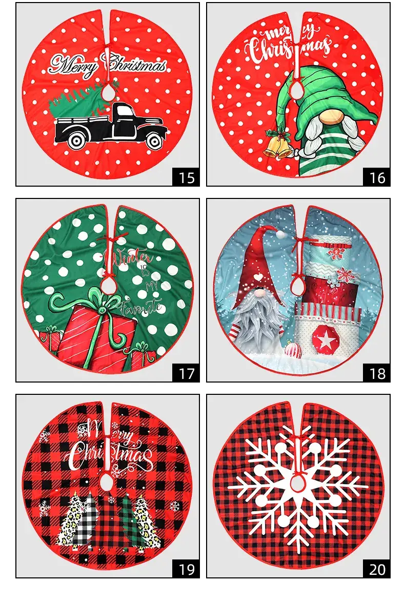 Christmas Tree Skirt Decor 90cm Red Plaid — feature 7