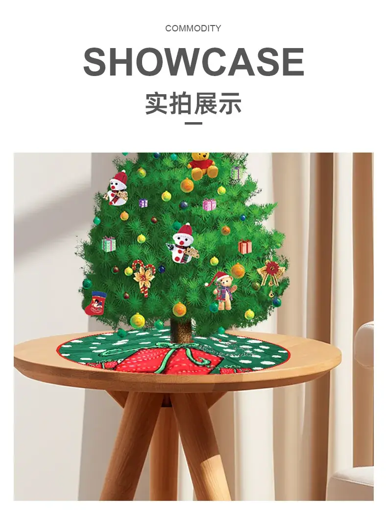 Christmas Tree Skirt Decor 90cm Red Plaid — feature 9
