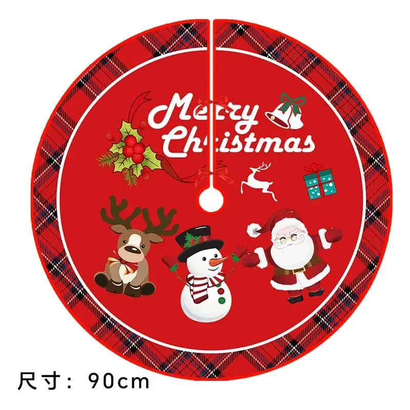 Christmas Tree Skirt Decor 90cm Red Plaid - Image 7