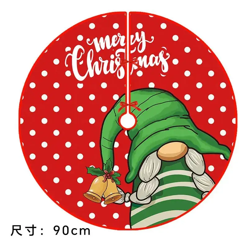 Christmas Tree Skirt Decor 90cm Red Plaid - Image 9