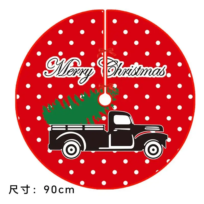 Christmas Tree Skirt Decor 90cm Red Plaid - Image 10