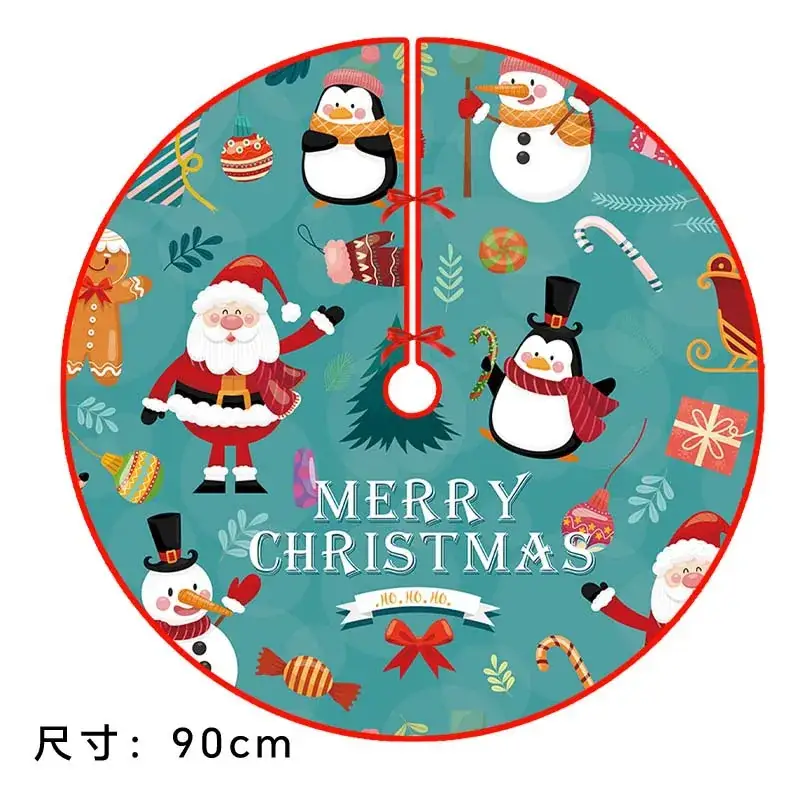 Christmas Tree Skirt Decor 90cm Red Plaid - Image 11