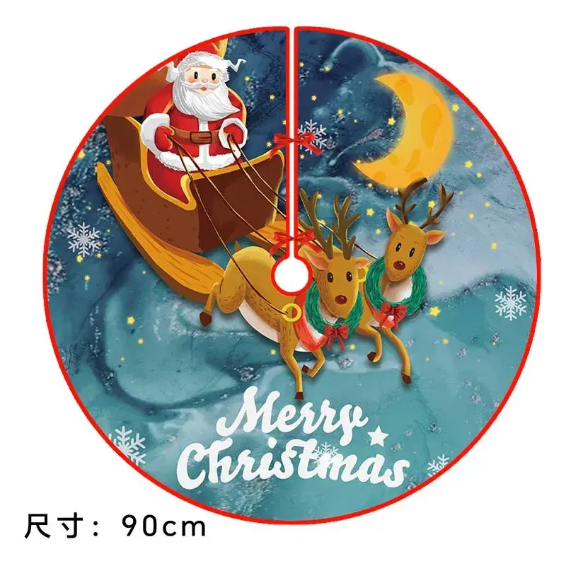 Christmas Tree Skirt Decor 90cm Red Plaid - Image 12
