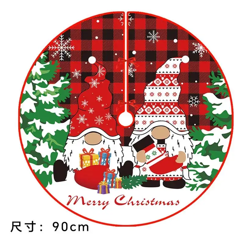 Christmas Tree Skirt Decor 90cm Red Plaid - Image 14