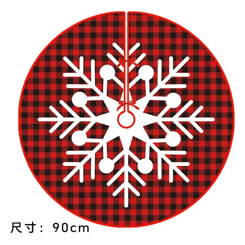 Christmas Tree Skirt Decor 90cm Red Plaid - Image 2