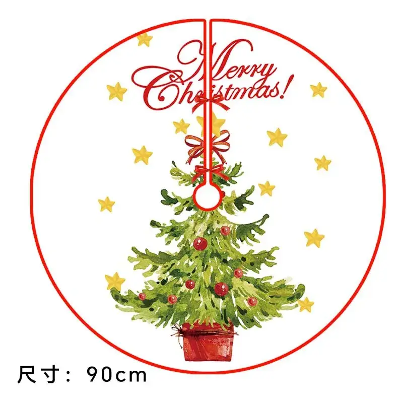 Christmas Tree Skirt Decor 90cm Red Plaid - Image 15