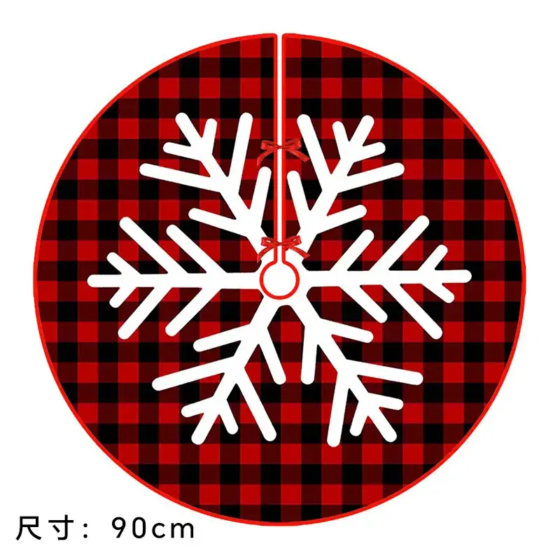 Christmas Tree Skirt Decor 90cm Red Plaid - Image 16
