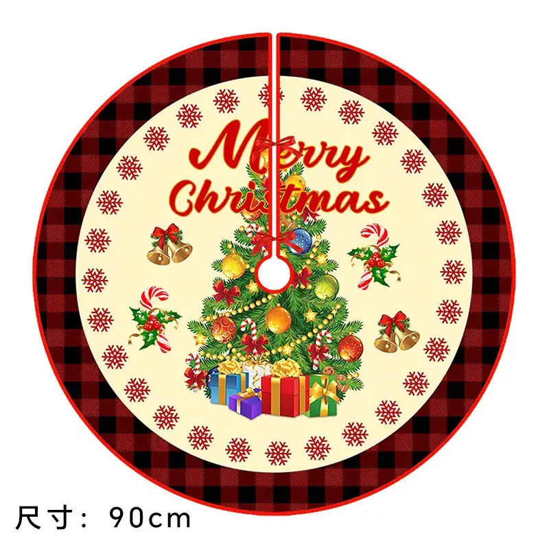Christmas Tree Skirt Decor 90cm Red Plaid - Image 18
