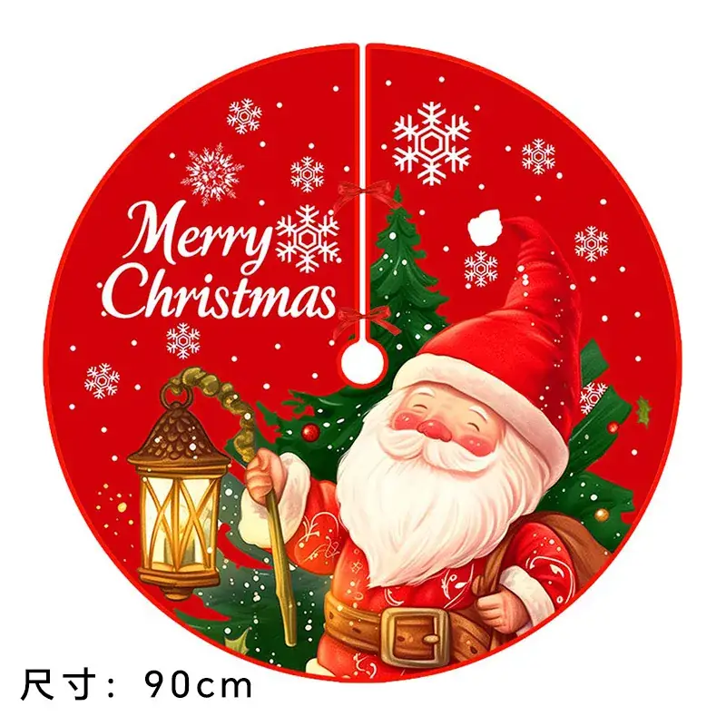 Christmas Tree Skirt Decor 90cm Red Plaid - Image 19
